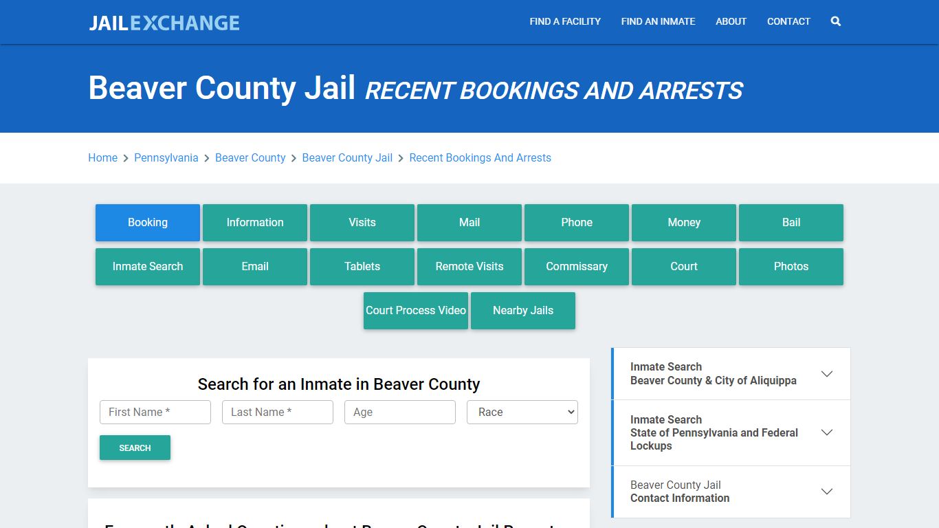 Beaver County Jail PA Recent Arrests and Bookings - Jail Exchange