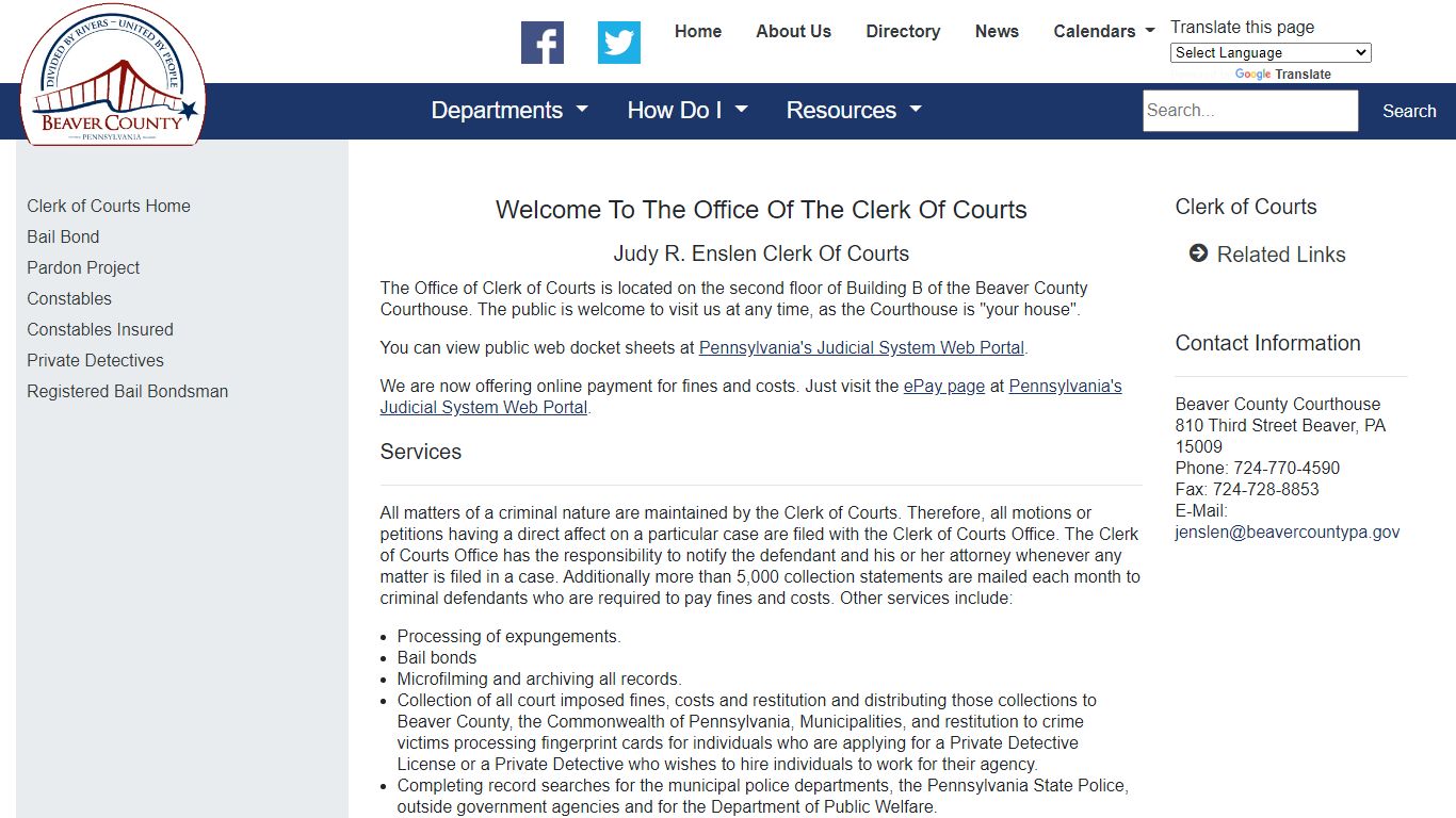 Beaver County PA - Clerk of Courts - Beaver County, Pennsylvania