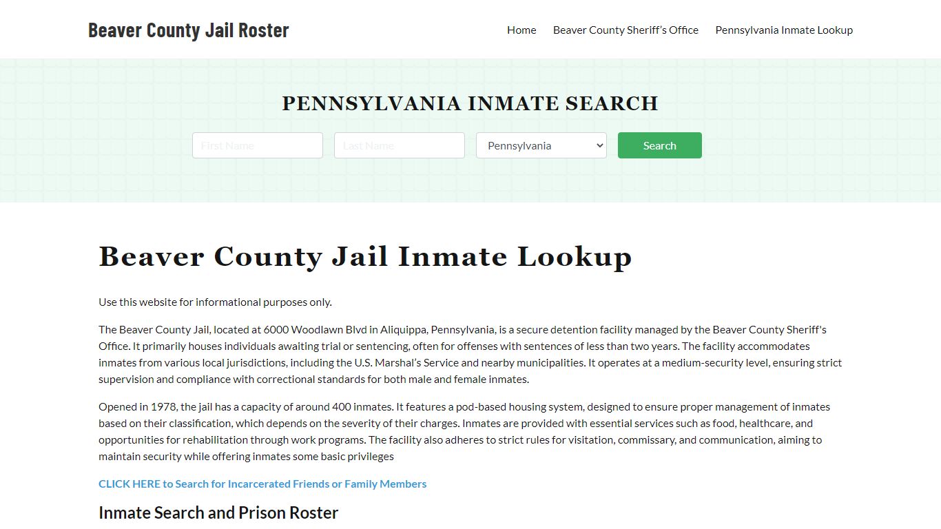 Beaver County Jail Roster Lookup, PA, Inmate Search